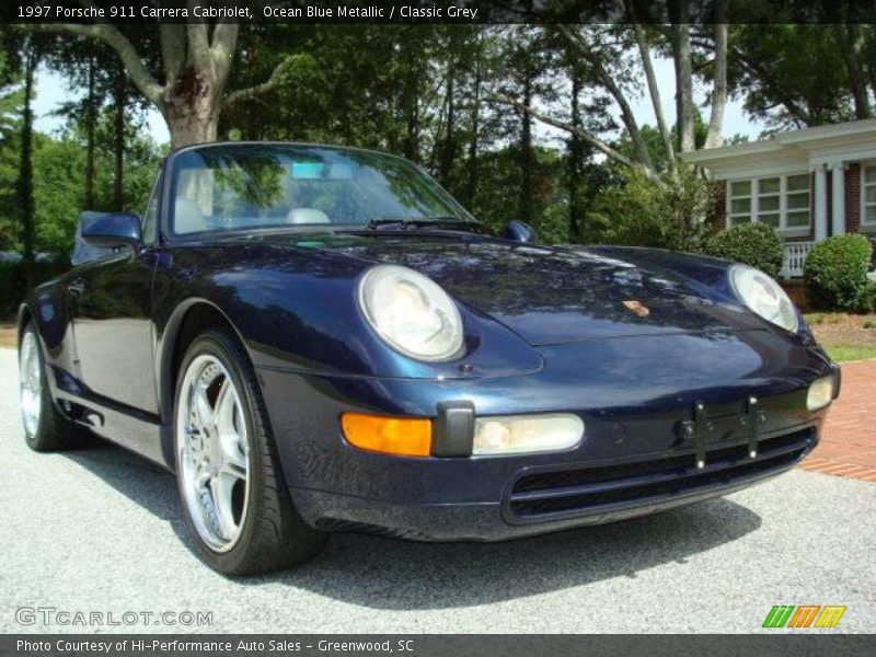 Ocean Blue Metallic / Classic Grey 1997 Porsche 911 Carrera Cabriolet