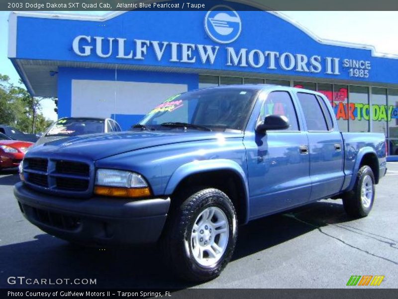 Atlantic Blue Pearlcoat / Taupe 2003 Dodge Dakota SXT Quad Cab