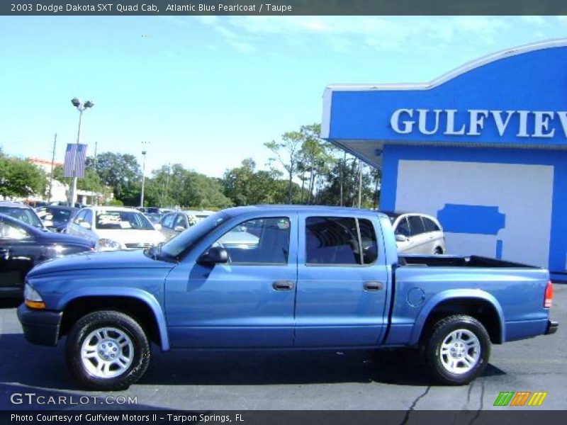 Atlantic Blue Pearlcoat / Taupe 2003 Dodge Dakota SXT Quad Cab