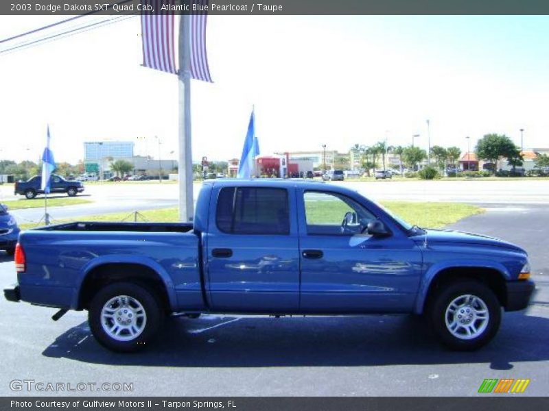 Atlantic Blue Pearlcoat / Taupe 2003 Dodge Dakota SXT Quad Cab