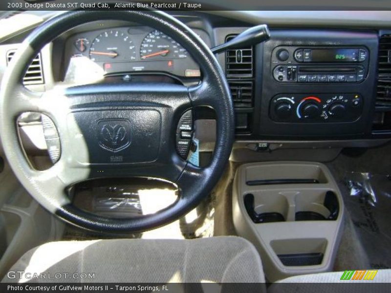 Atlantic Blue Pearlcoat / Taupe 2003 Dodge Dakota SXT Quad Cab