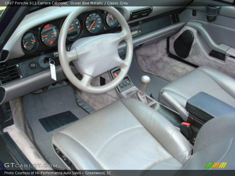 Ocean Blue Metallic / Classic Grey 1997 Porsche 911 Carrera Cabriolet