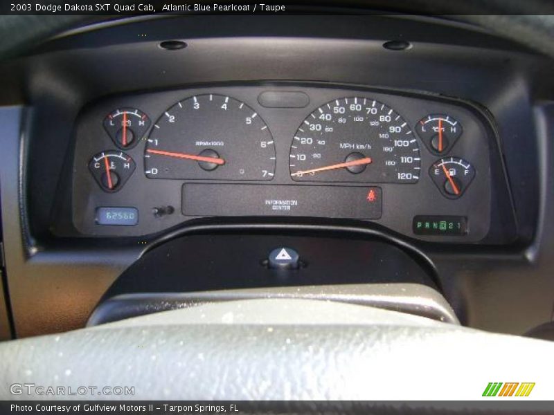 Atlantic Blue Pearlcoat / Taupe 2003 Dodge Dakota SXT Quad Cab