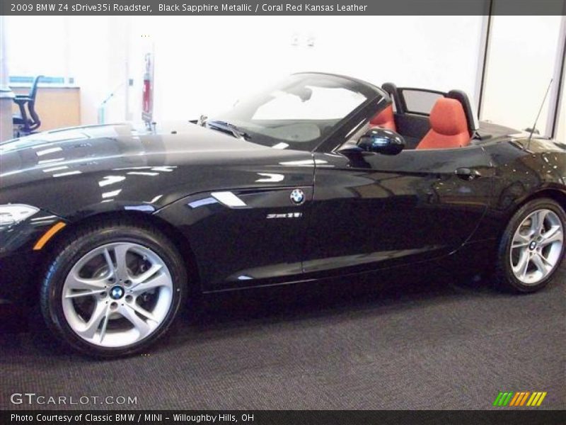 Black Sapphire Metallic / Coral Red Kansas Leather 2009 BMW Z4 sDrive35i Roadster