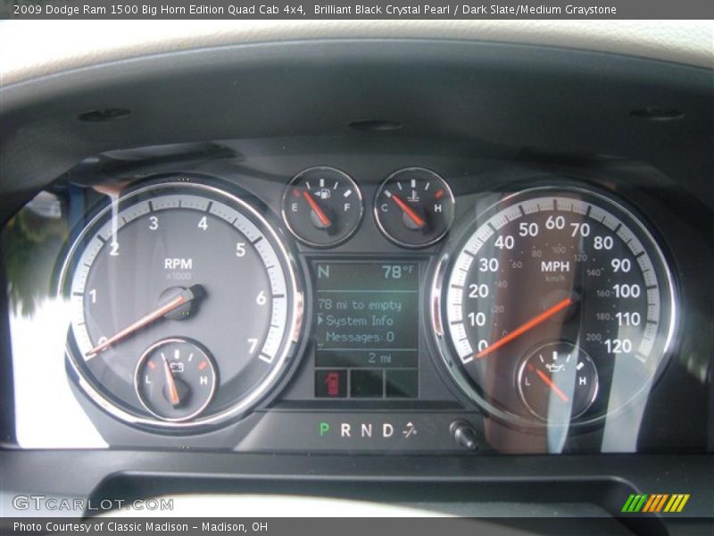 Brilliant Black Crystal Pearl / Dark Slate/Medium Graystone 2009 Dodge Ram 1500 Big Horn Edition Quad Cab 4x4