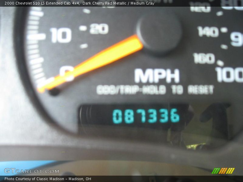 Dark Cherry Red Metallic / Medium Gray 2000 Chevrolet S10 LS Extended Cab 4x4