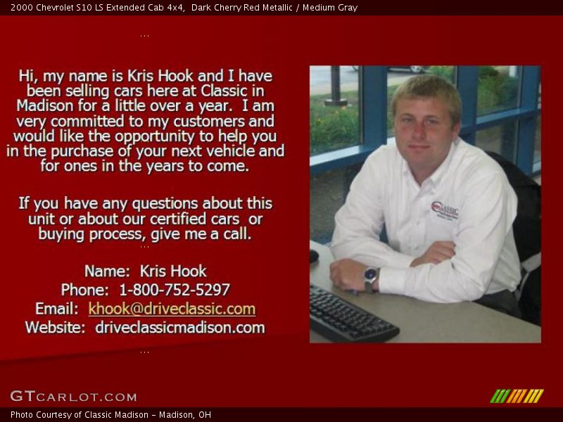 Dark Cherry Red Metallic / Medium Gray 2000 Chevrolet S10 LS Extended Cab 4x4