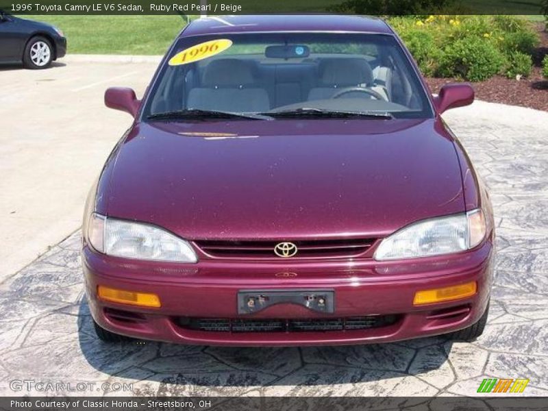 Ruby Red Pearl / Beige 1996 Toyota Camry LE V6 Sedan