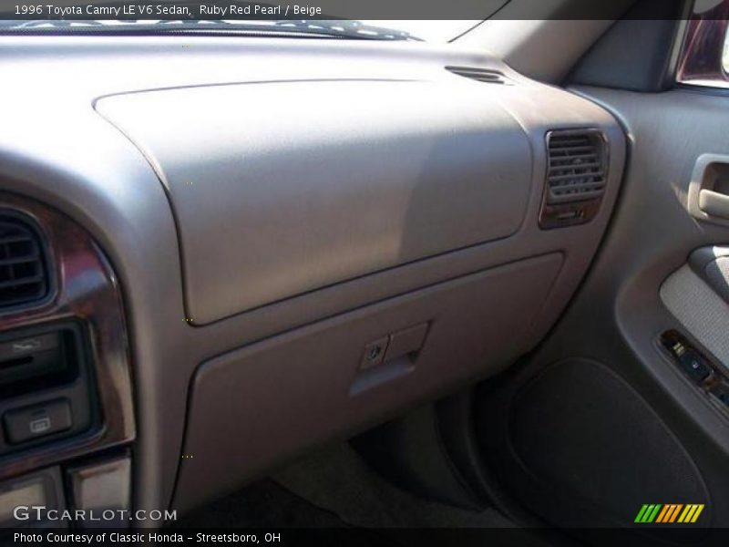 Ruby Red Pearl / Beige 1996 Toyota Camry LE V6 Sedan