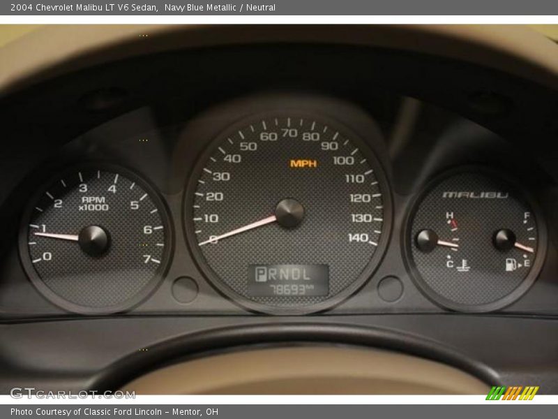 Navy Blue Metallic / Neutral 2004 Chevrolet Malibu LT V6 Sedan