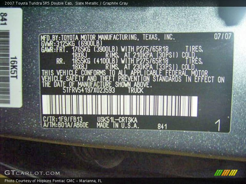 Slate Metallic / Graphite Gray 2007 Toyota Tundra SR5 Double Cab