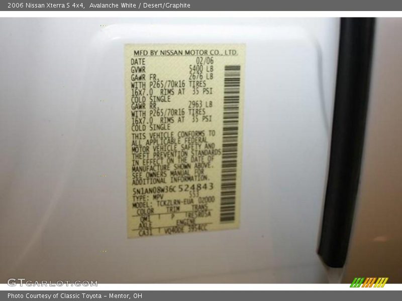 Avalanche White / Desert/Graphite 2006 Nissan Xterra S 4x4