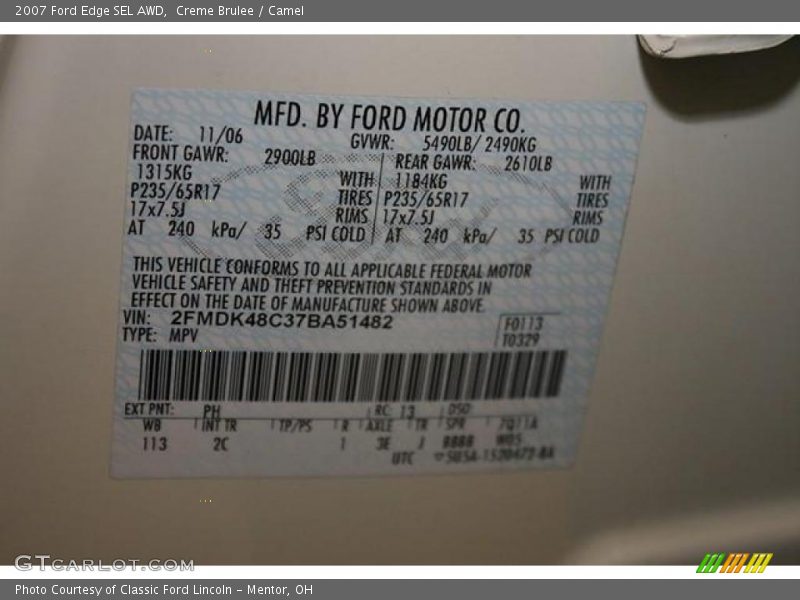 Creme Brulee / Camel 2007 Ford Edge SEL AWD