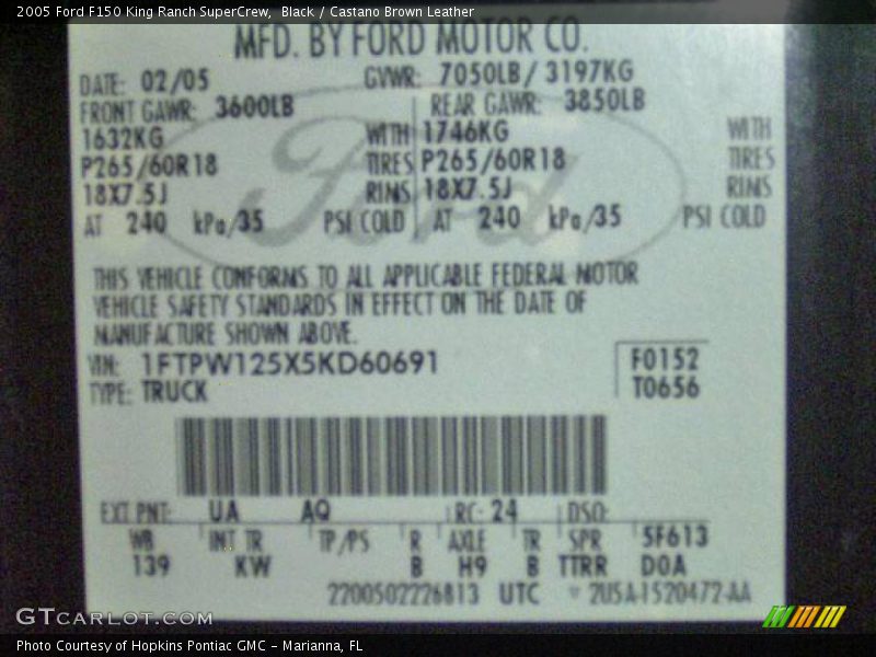 Black / Castano Brown Leather 2005 Ford F150 King Ranch SuperCrew