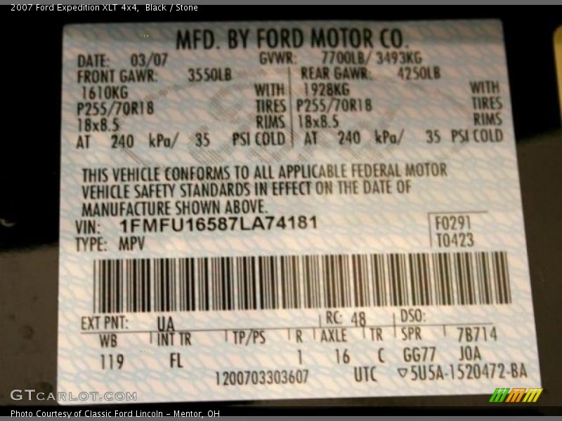 Black / Stone 2007 Ford Expedition XLT 4x4