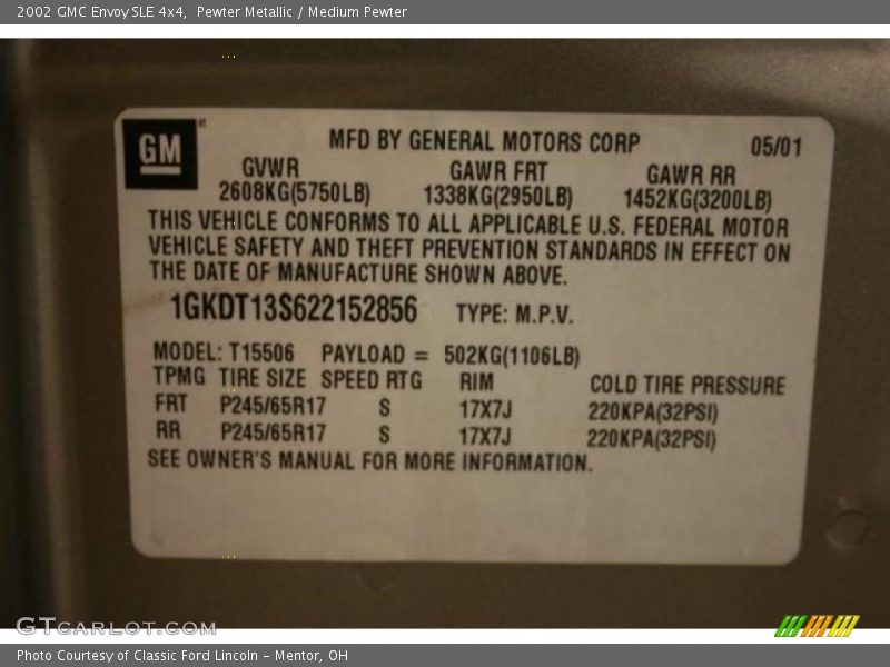 Pewter Metallic / Medium Pewter 2002 GMC Envoy SLE 4x4