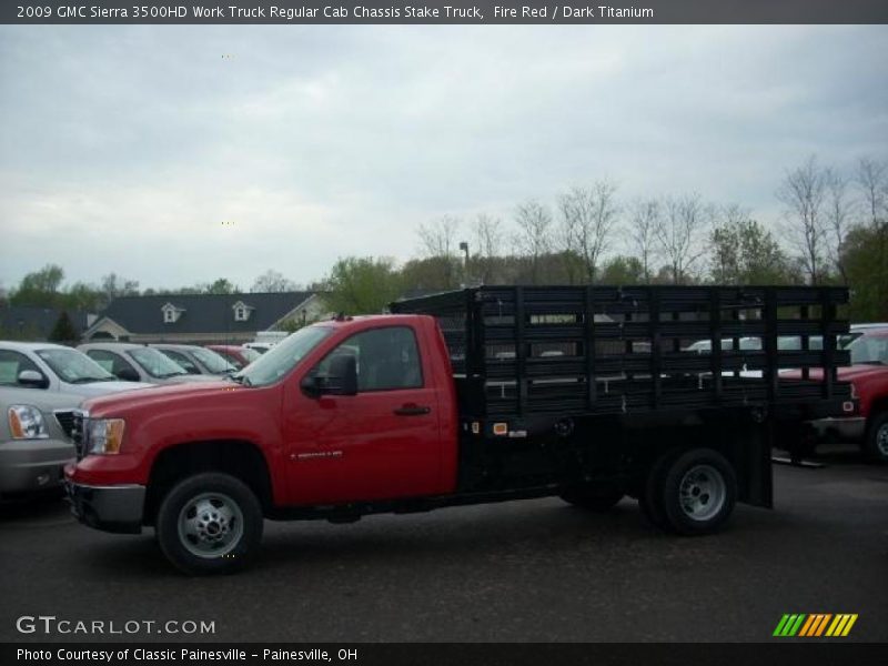 Fire Red / Dark Titanium 2009 GMC Sierra 3500HD Work Truck Regular Cab Chassis Stake Truck