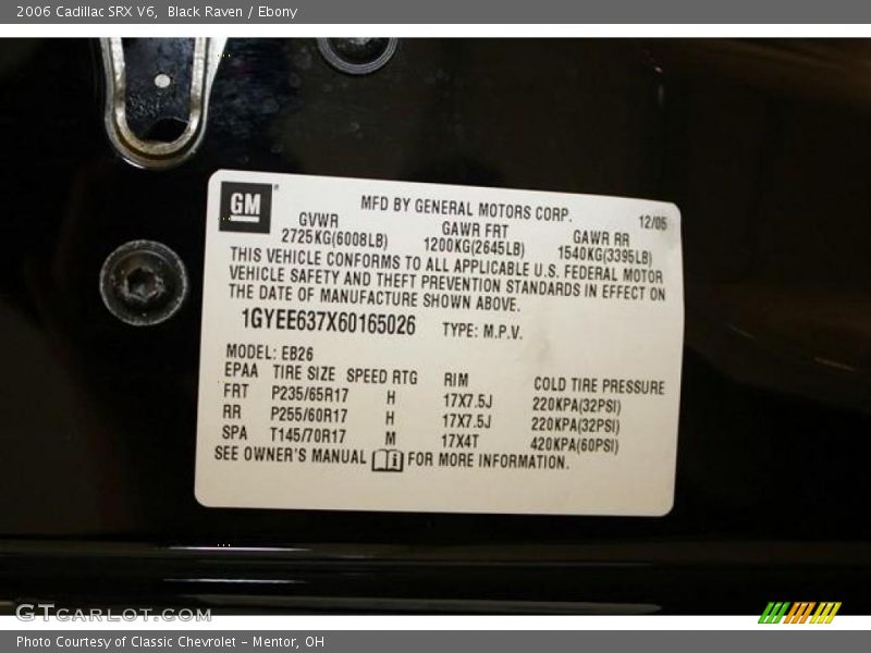 Black Raven / Ebony 2006 Cadillac SRX V6