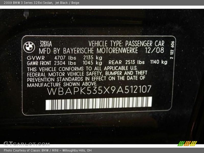Jet Black / Beige 2009 BMW 3 Series 328xi Sedan