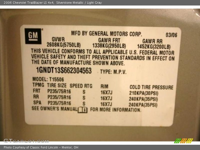 Silverstone Metallic / Light Gray 2006 Chevrolet TrailBlazer LS 4x4