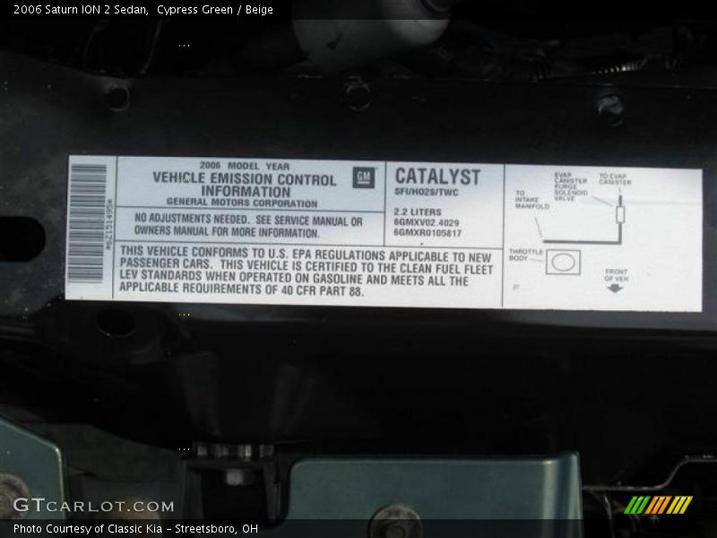 Cypress Green / Beige 2006 Saturn ION 2 Sedan