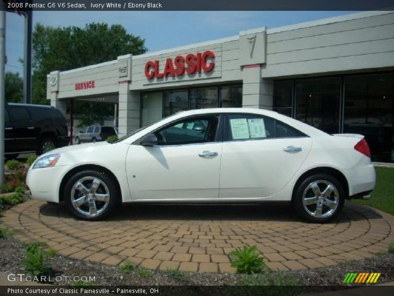 Ivory White / Ebony Black 2008 Pontiac G6 V6 Sedan