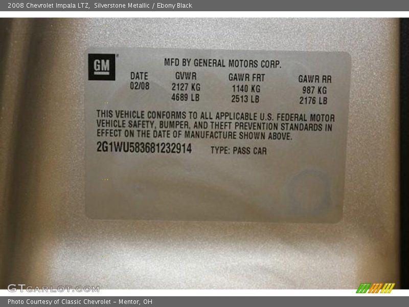 Silverstone Metallic / Ebony Black 2008 Chevrolet Impala LTZ