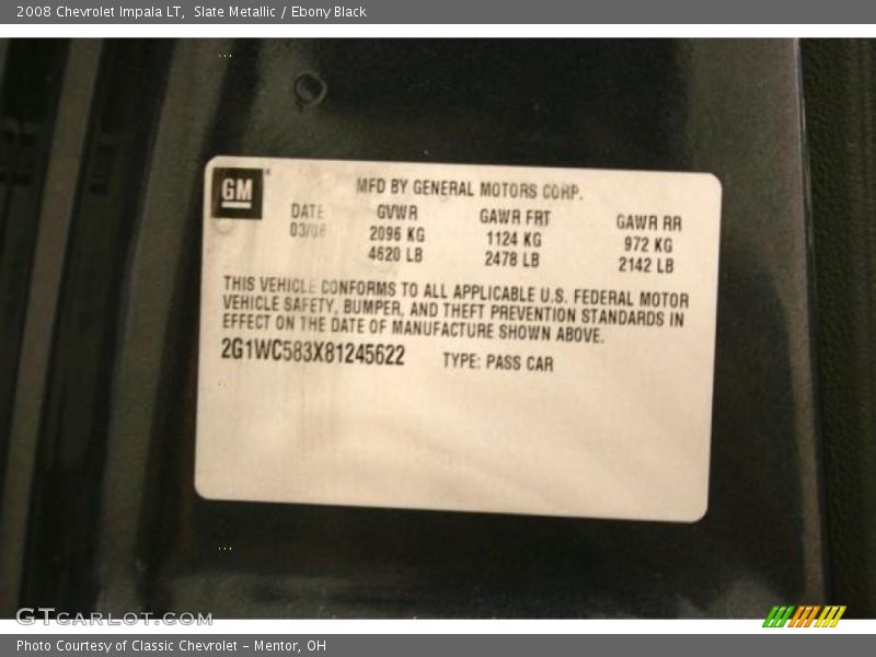 Slate Metallic / Ebony Black 2008 Chevrolet Impala LT