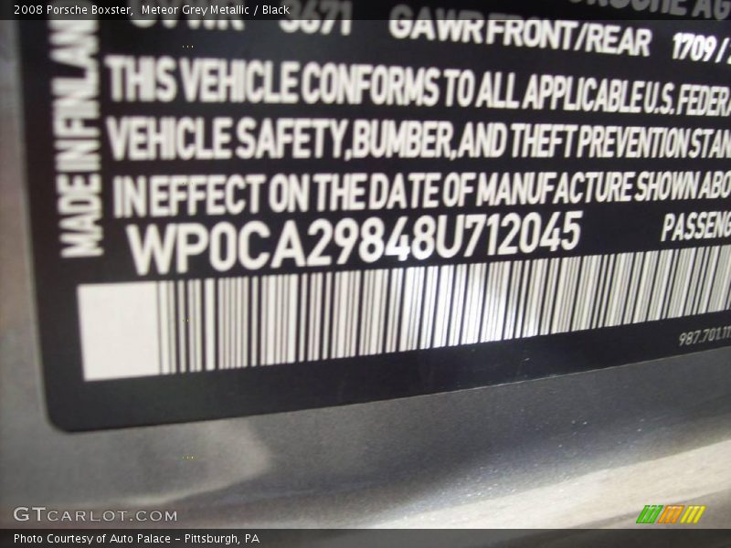 Meteor Grey Metallic / Black 2008 Porsche Boxster