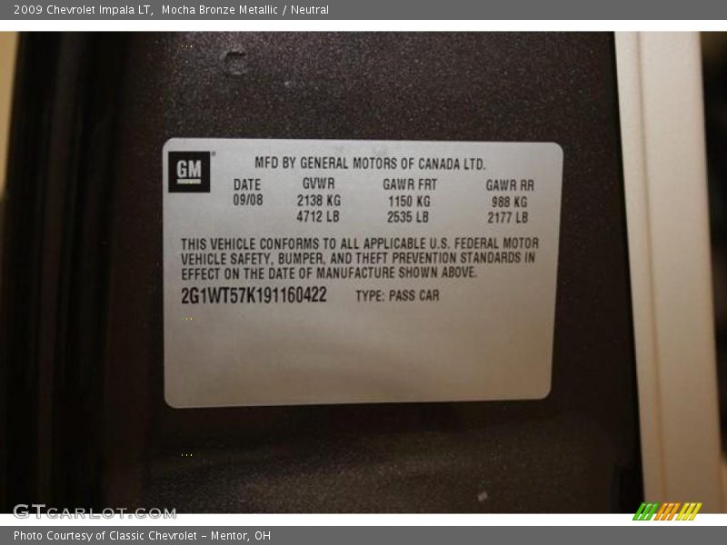 Mocha Bronze Metallic / Neutral 2009 Chevrolet Impala LT