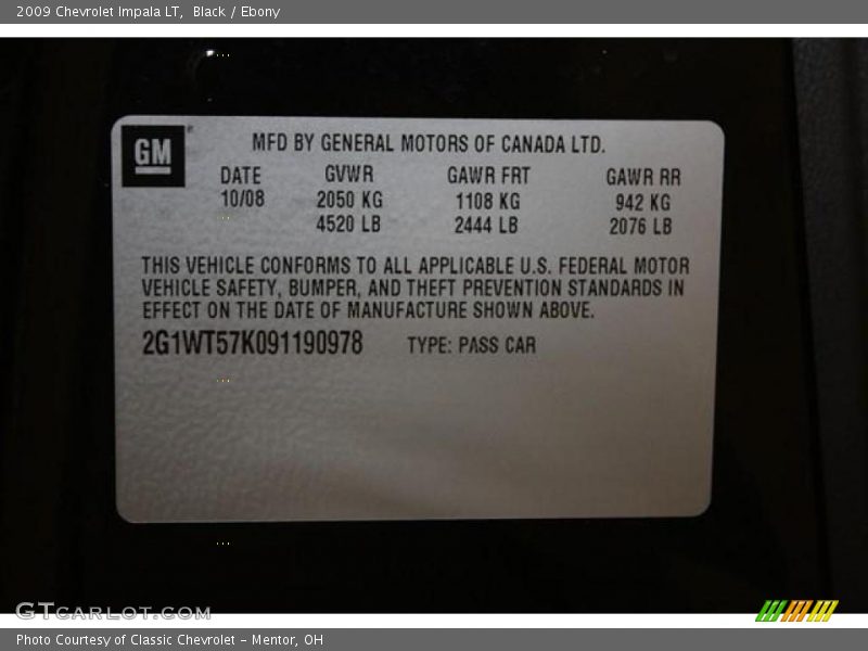 Black / Ebony 2009 Chevrolet Impala LT