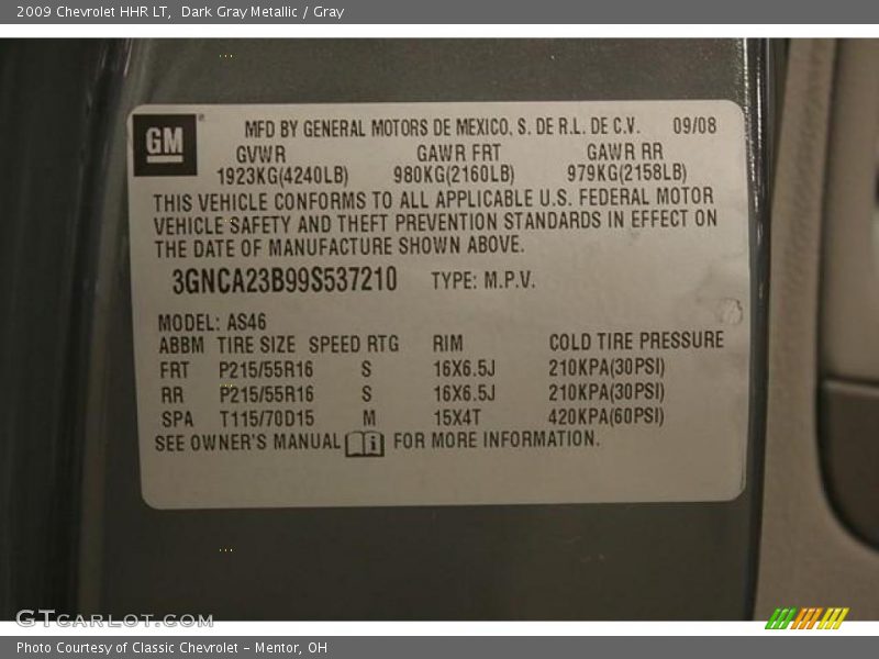 Dark Gray Metallic / Gray 2009 Chevrolet HHR LT