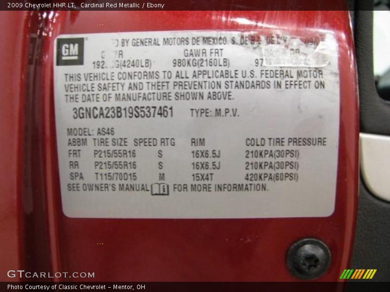 Cardinal Red Metallic / Ebony 2009 Chevrolet HHR LT