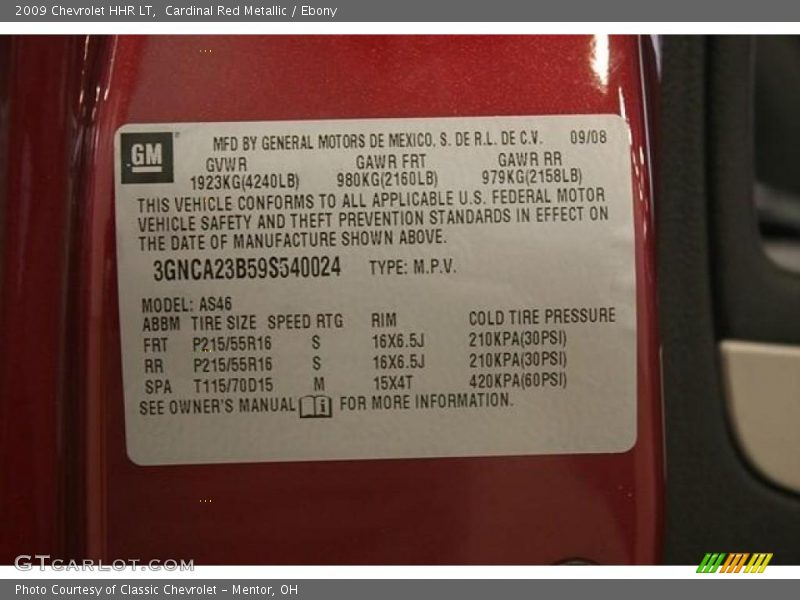 Cardinal Red Metallic / Ebony 2009 Chevrolet HHR LT