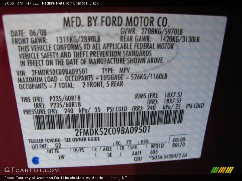 Redfire Metallic / Charcoal Black 2009 Ford Flex SEL