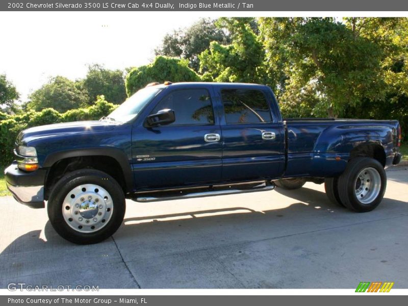 Indigo Blue Metallic / Tan 2002 Chevrolet Silverado 3500 LS Crew Cab 4x4 Dually