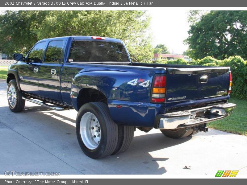 Indigo Blue Metallic / Tan 2002 Chevrolet Silverado 3500 LS Crew Cab 4x4 Dually