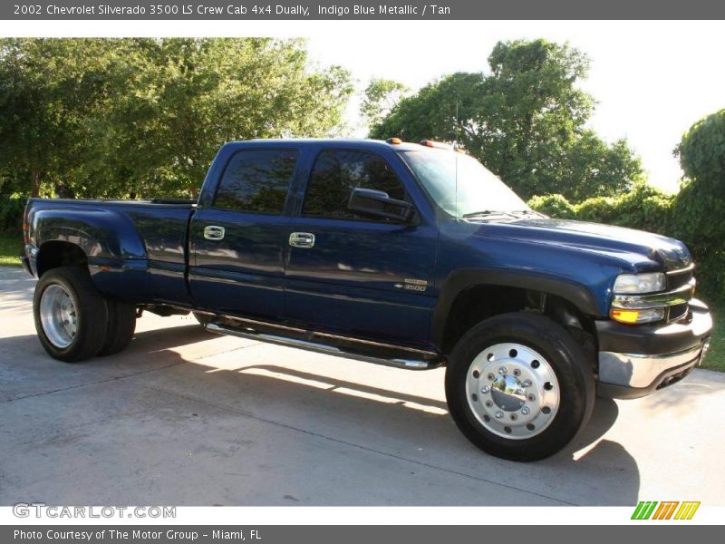 Indigo Blue Metallic / Tan 2002 Chevrolet Silverado 3500 LS Crew Cab 4x4 Dually