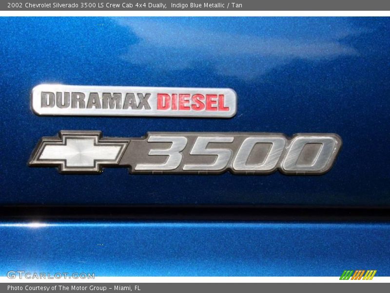 Indigo Blue Metallic / Tan 2002 Chevrolet Silverado 3500 LS Crew Cab 4x4 Dually