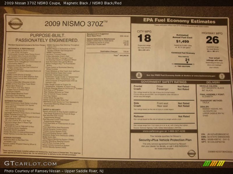 Magnetic Black / NISMO Black/Red 2009 Nissan 370Z NISMO Coupe
