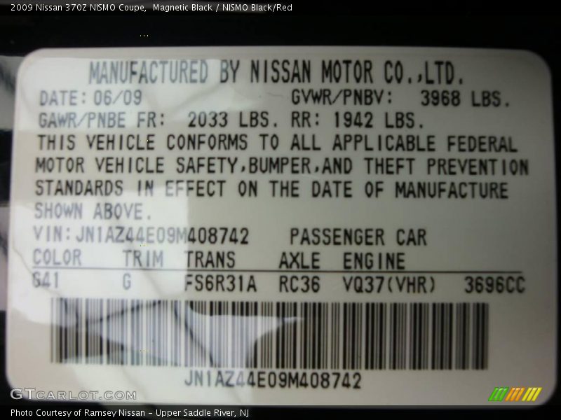 Magnetic Black / NISMO Black/Red 2009 Nissan 370Z NISMO Coupe