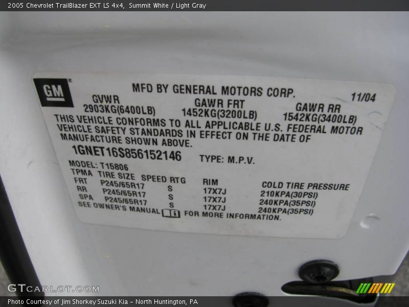 Summit White / Light Gray 2005 Chevrolet TrailBlazer EXT LS 4x4