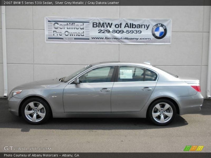 Silver Grey Metallic / Gray Dakota Leather 2007 BMW 5 Series 530i Sedan