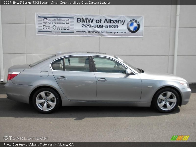 Silver Grey Metallic / Gray Dakota Leather 2007 BMW 5 Series 530i Sedan