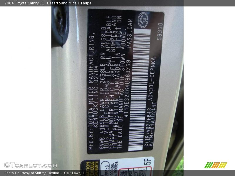 Desert Sand Mica / Taupe 2004 Toyota Camry LE