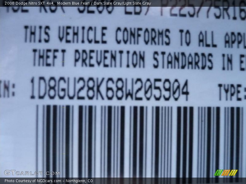 Modern Blue Pearl / Dark Slate Gray/Light Slate Gray 2008 Dodge Nitro SXT 4x4