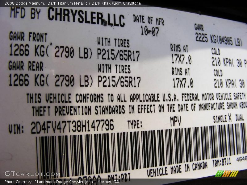 Dark Titanium Metallic / Dark Khaki/Light Graystone 2008 Dodge Magnum