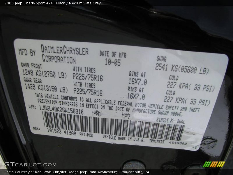 Black / Medium Slate Gray 2006 Jeep Liberty Sport 4x4