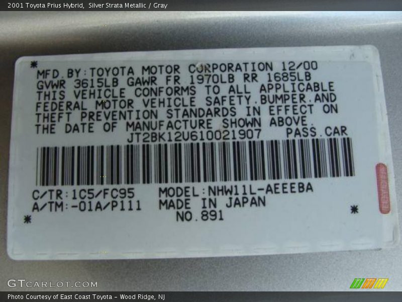 Silver Strata Metallic / Gray 2001 Toyota Prius Hybrid