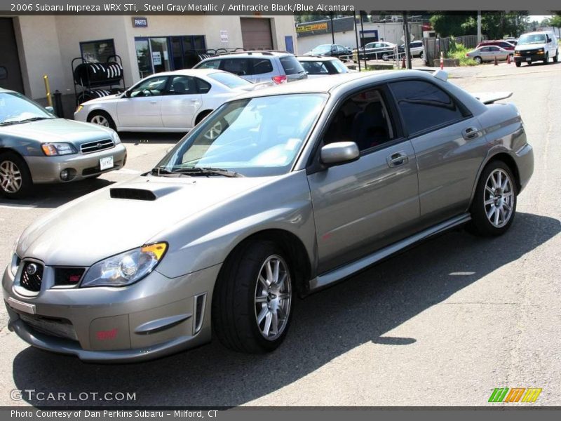 Steel Gray Metallic / Anthracite Black/Blue Alcantara 2006 Subaru Impreza WRX STi